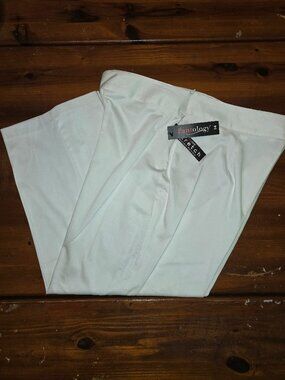 Women's Pants White Capri Cotton Spandex Pantology Side Zip size 14 1990s NEW